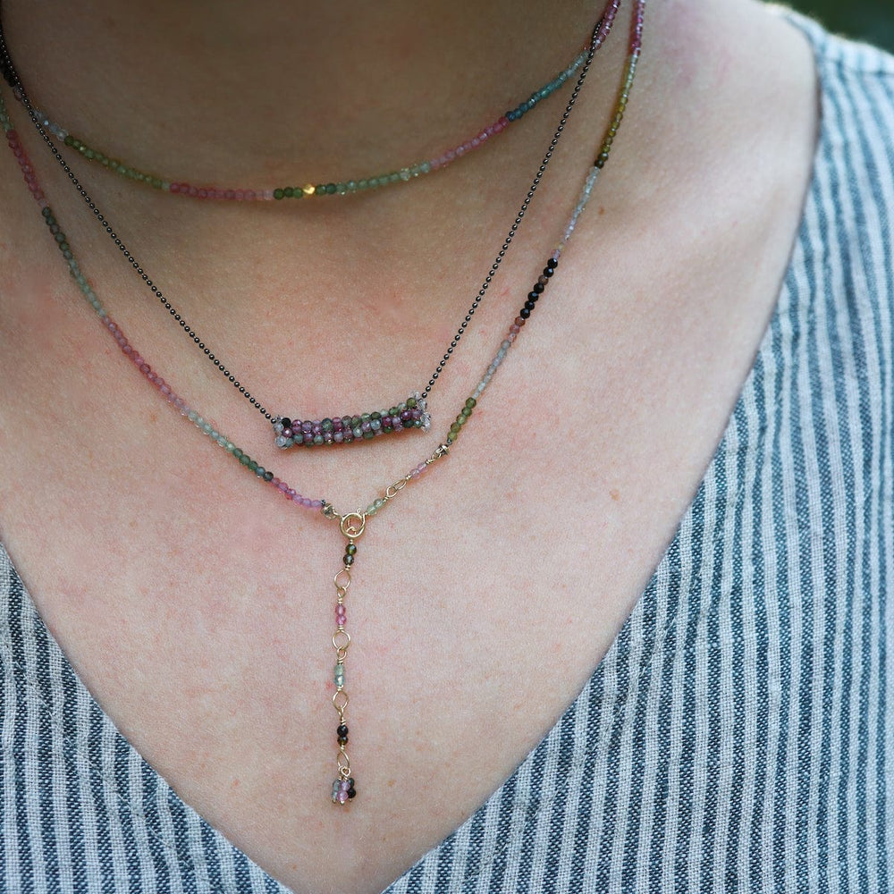 NKL-JM Hand Stitched Tiny Tourmaline Necklace