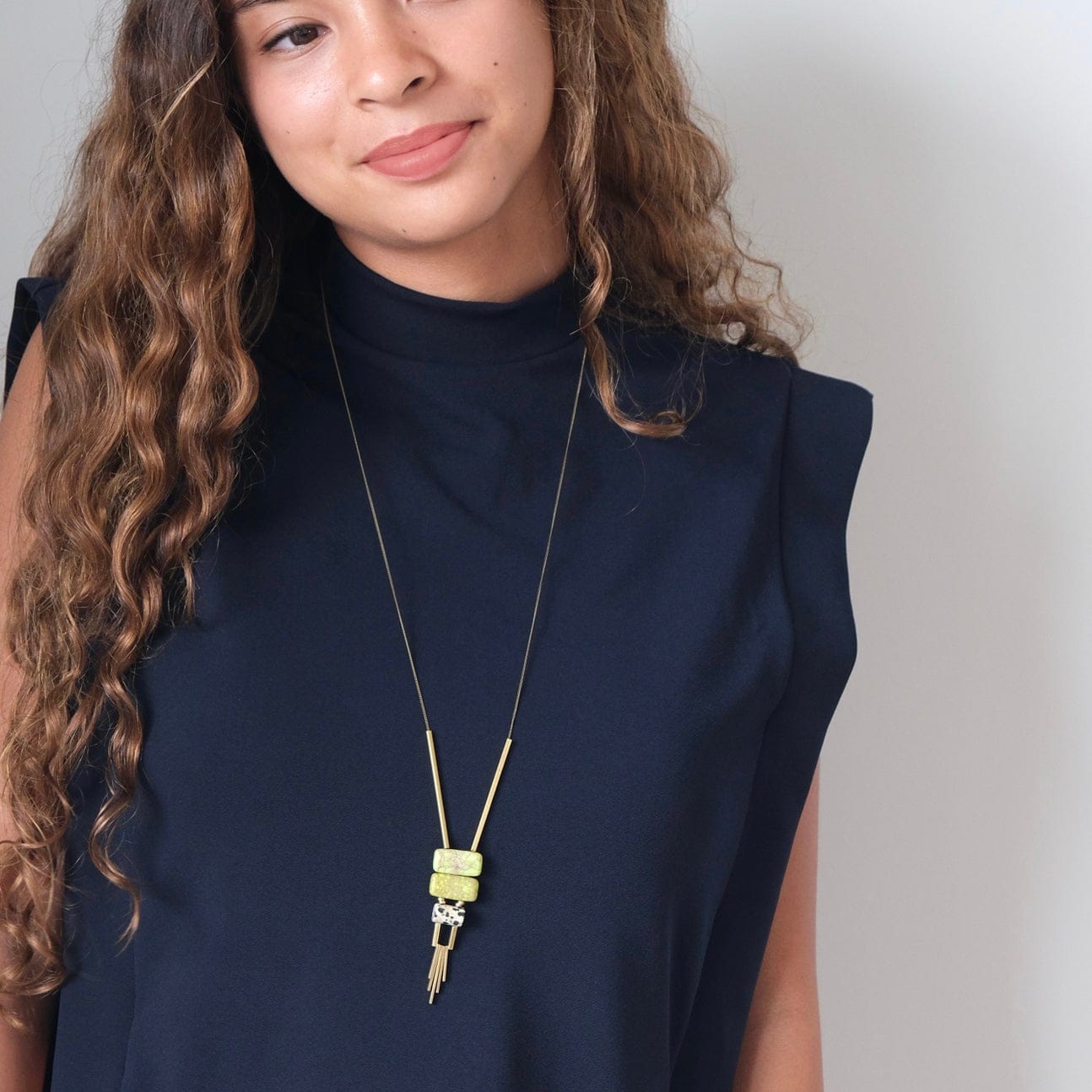 NKL-JM Jasper Art Deco Pendant Necklace