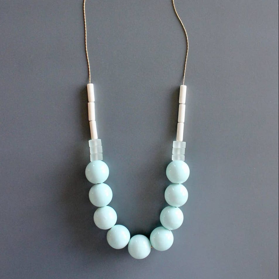 NKL-JM Long Chunky Ceramic and Frosted Glass Necklace