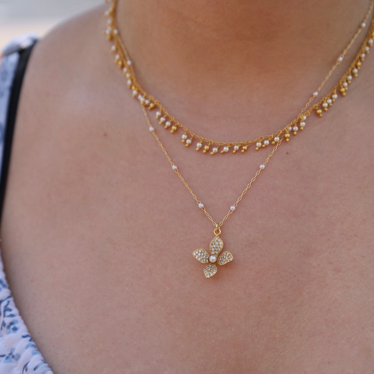 NKL-JM Lotus Pearl Necklace