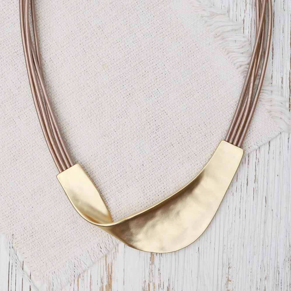 
                  
                    NKL-JM Matte Gold Champagne Leather Necklace
                  
                