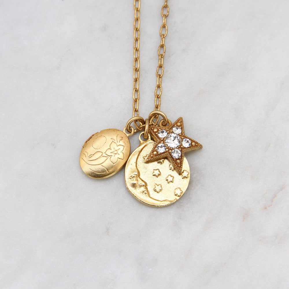 
                      
                        NKL-JM Moon, Star & Locket Charm Necklace - Gold Plate
                      
                    