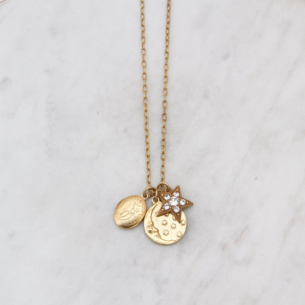 
                      
                        NKL-JM Moon, Star & Locket Charm Necklace - Gold Plate
                      
                    