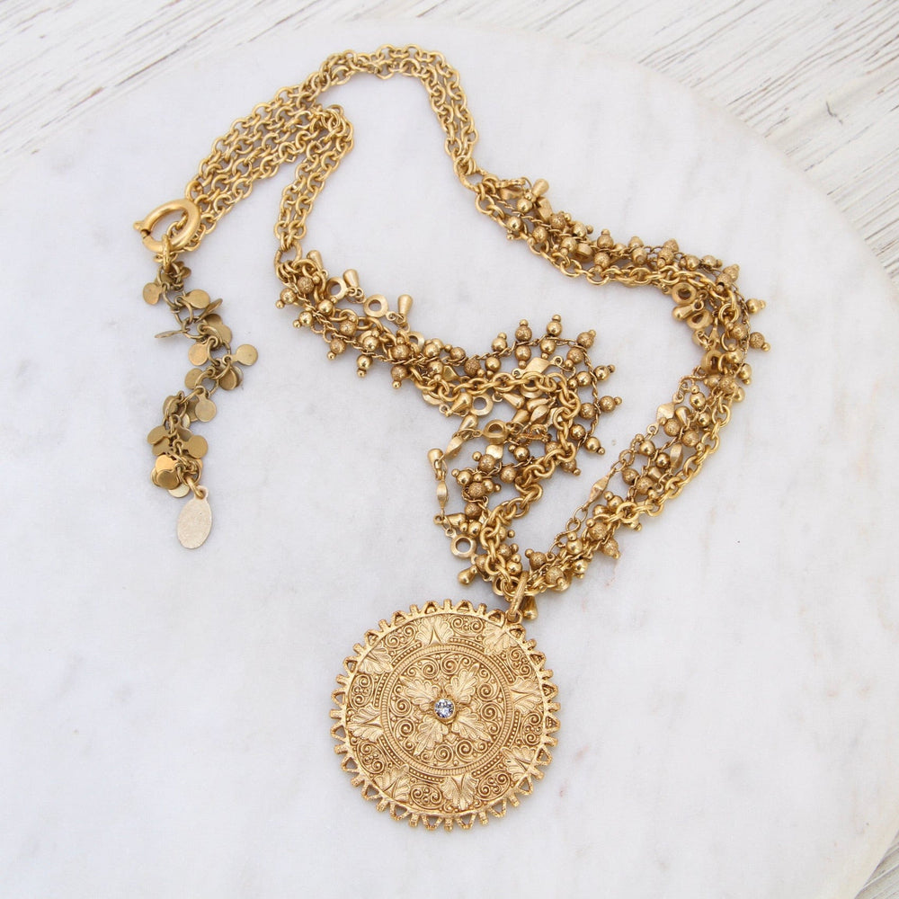 NKL-JM Multi Chain Medallion Necklace - gold plate