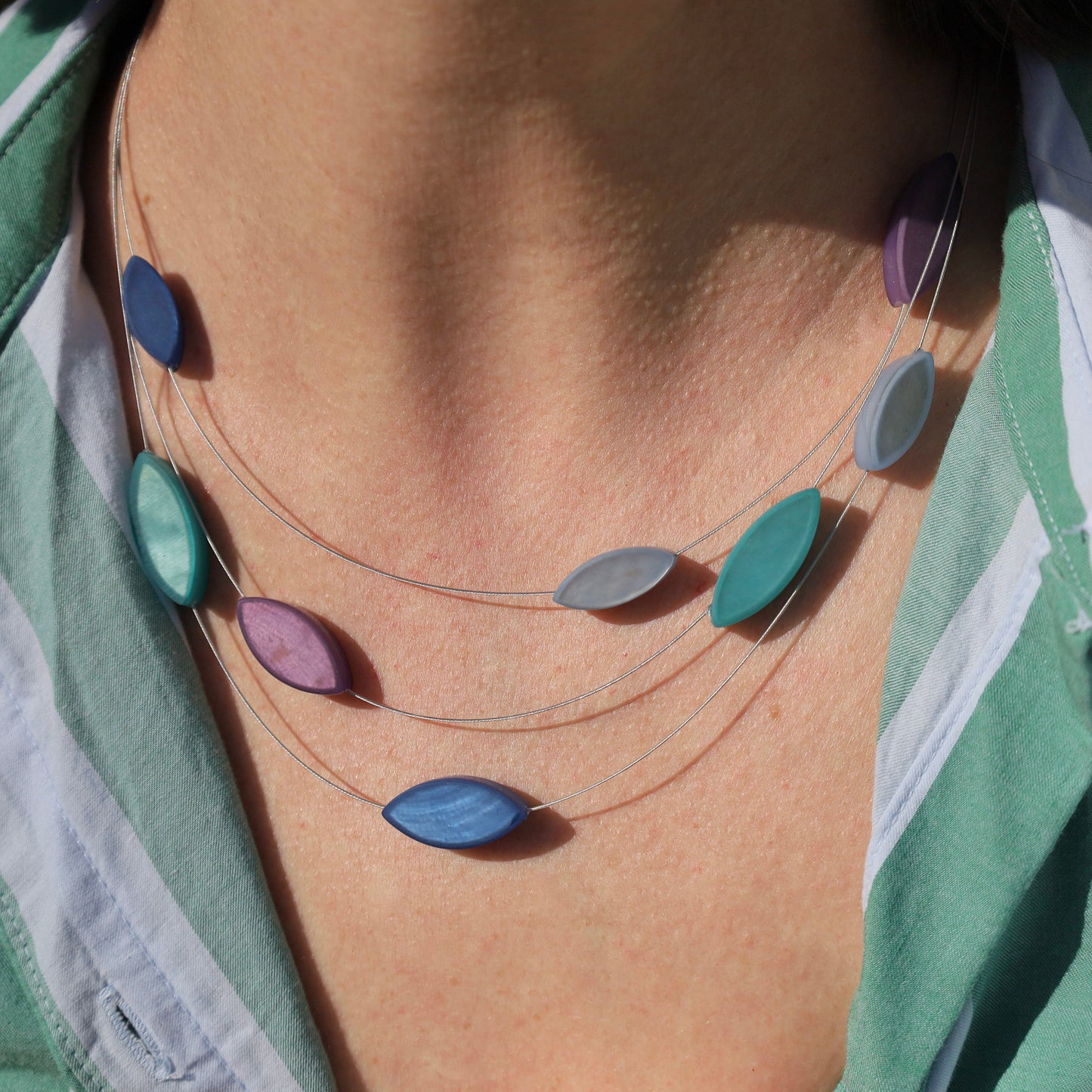 NKL-JM Multi Purple Blue Petal Necklace