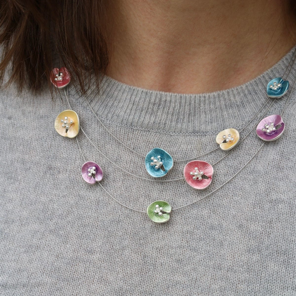 NKL-JM Multicolored Lilypad Necklace