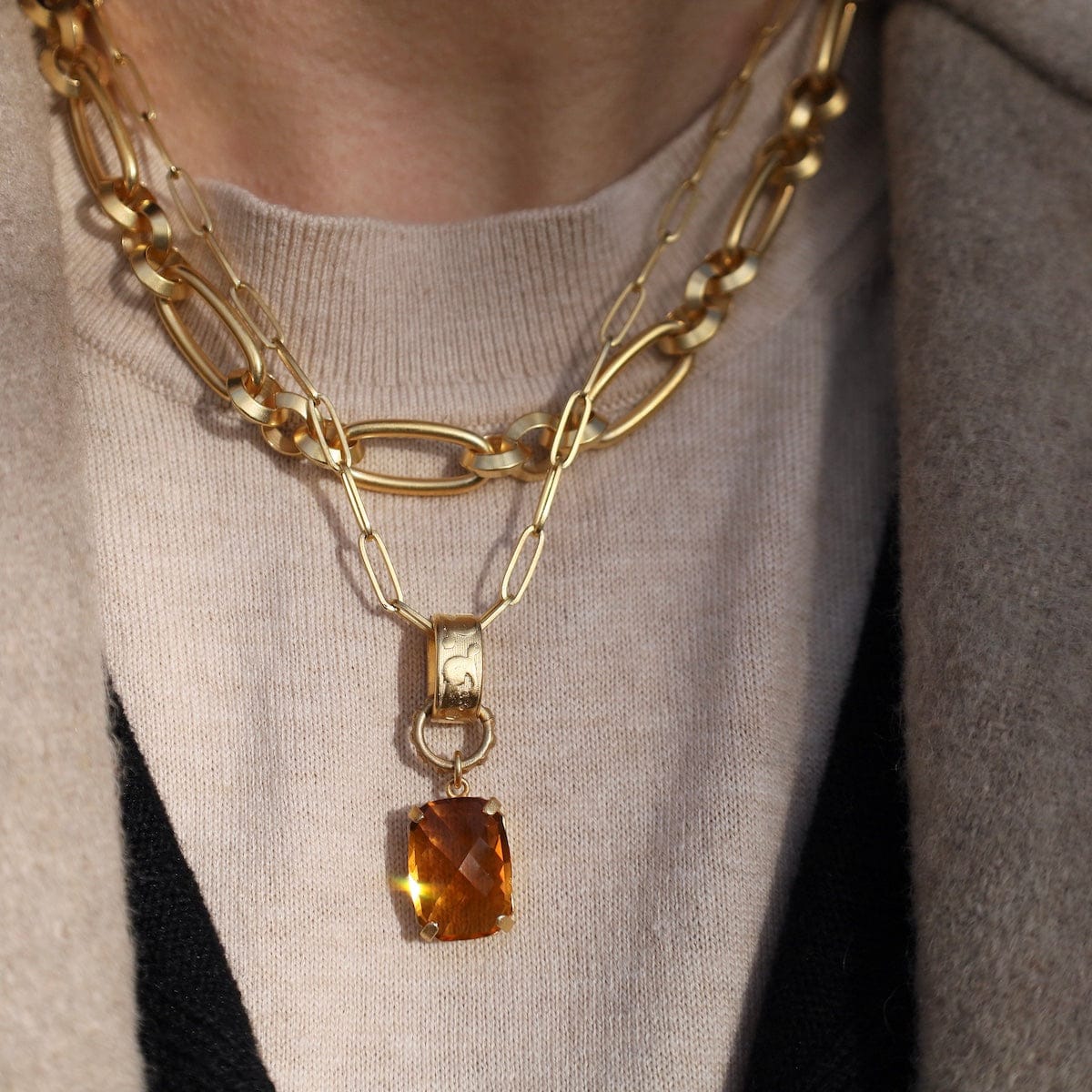 NKL-JM Oval Round Link Necklace