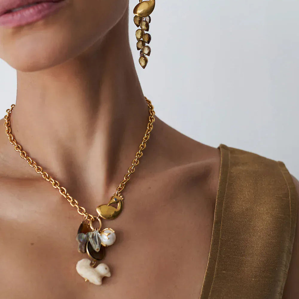 NKL-JM Peacock Charm Necklace Multi