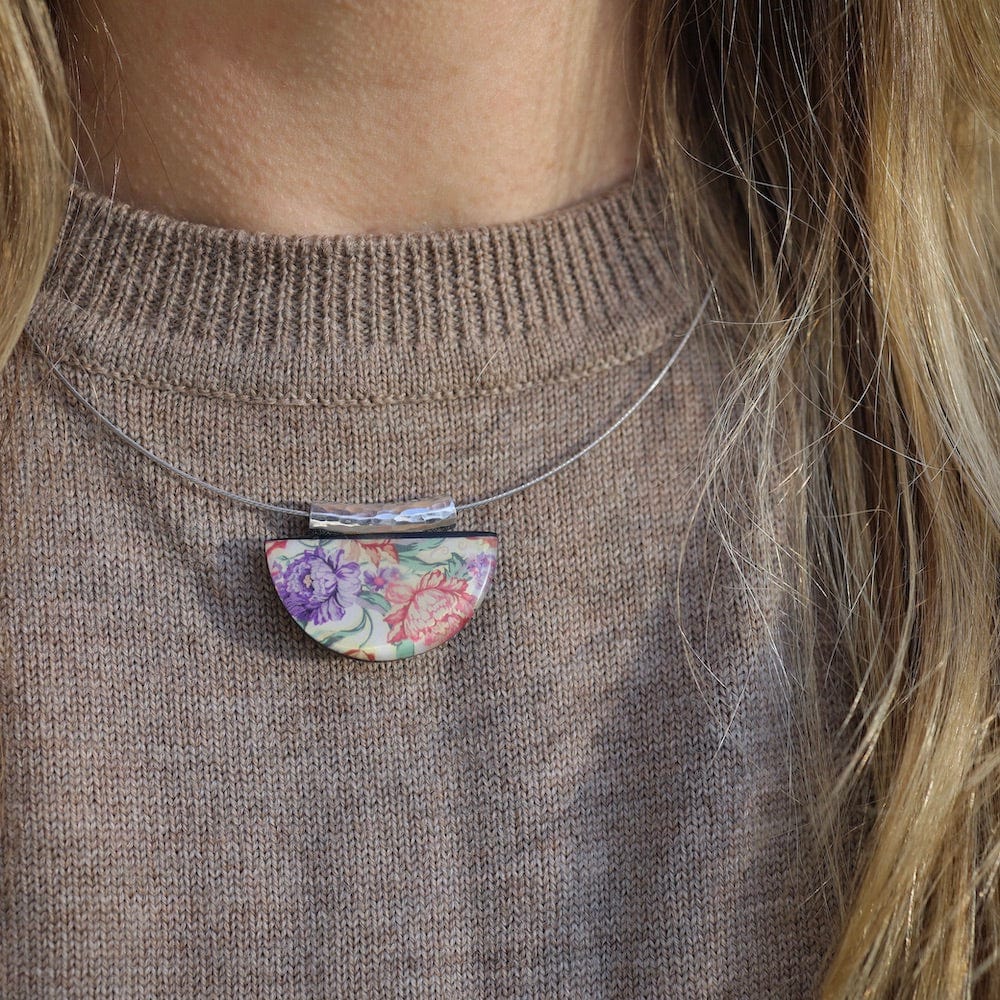 NKL-JM Purple Kimono Half Moon Pendant