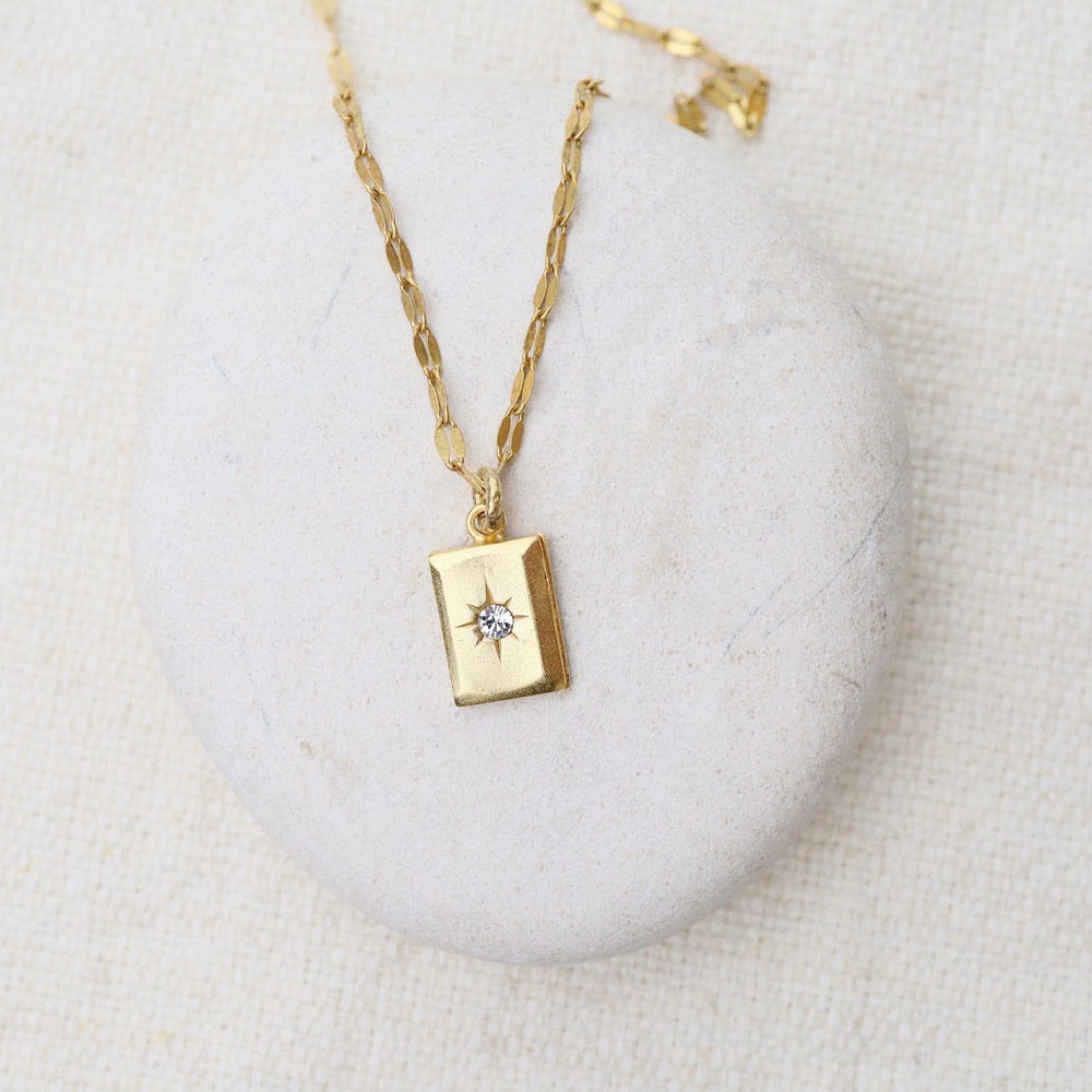 NKL-JM Rectangle with Stone Necklace