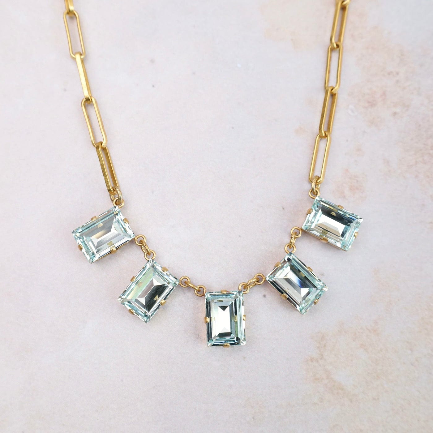 NKL-JM Rectangular lce Crystal Bib Necklace