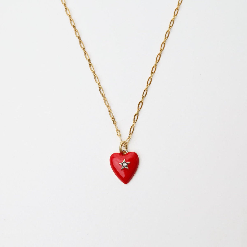 NKL-JM Red Enamel Heart Necklace