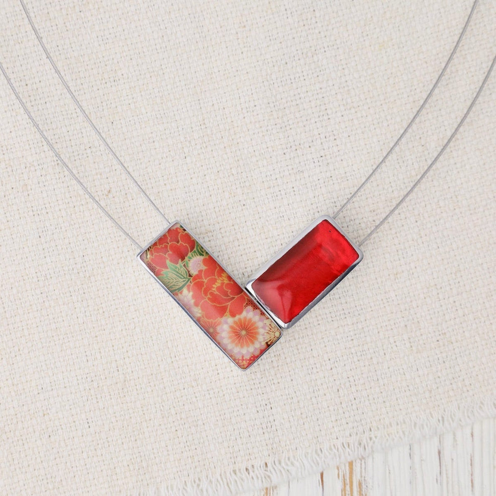 NKL-JM Red Kimono Magnetic V Pendant