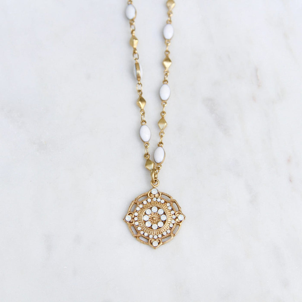 
                      
                        NKL-JM Rhinestone & Enamel Medallion Necklace
                      
                    