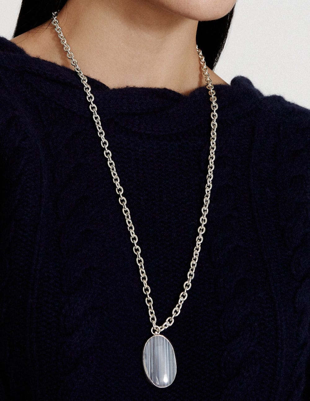 NKL-JM Sabella Chain Necklace Grey Agate