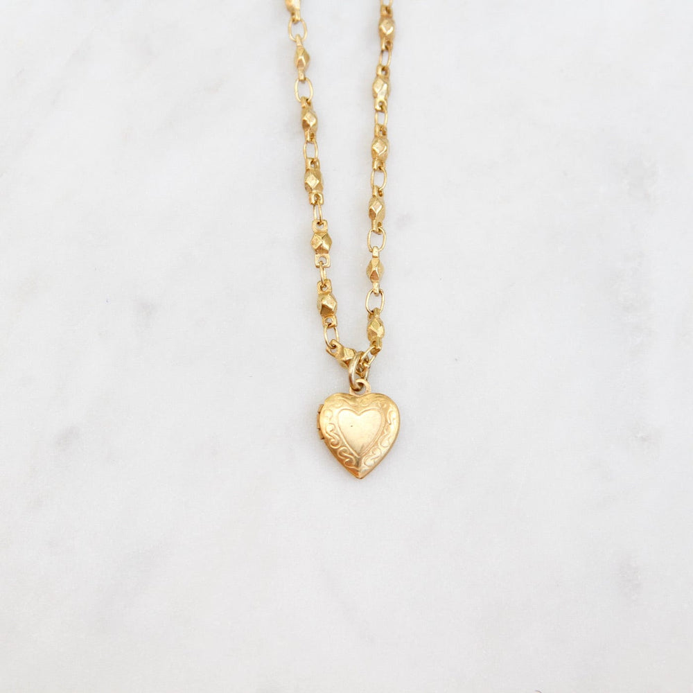 
                      
                        NKL-JM Small Heart Locket on Bead Link Chain - Gold Plate
                      
                    