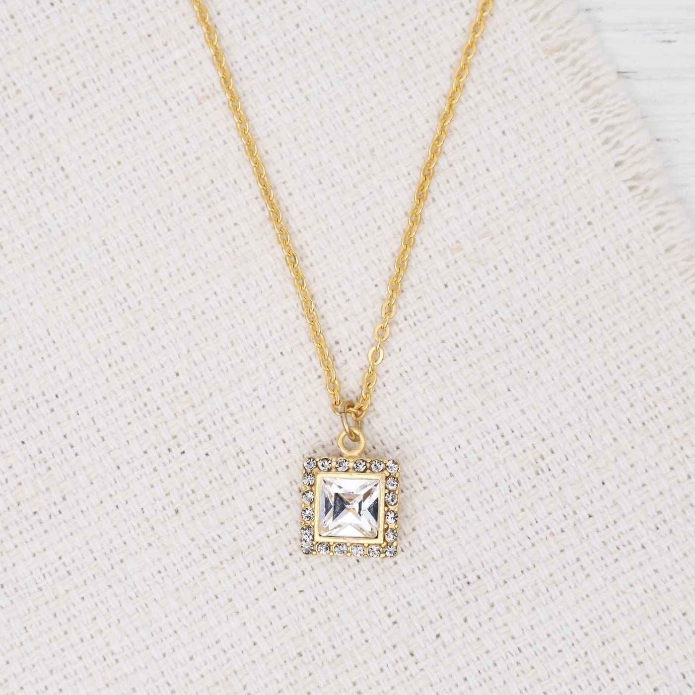 NKL-JM Square Crystal Pendant Necklace