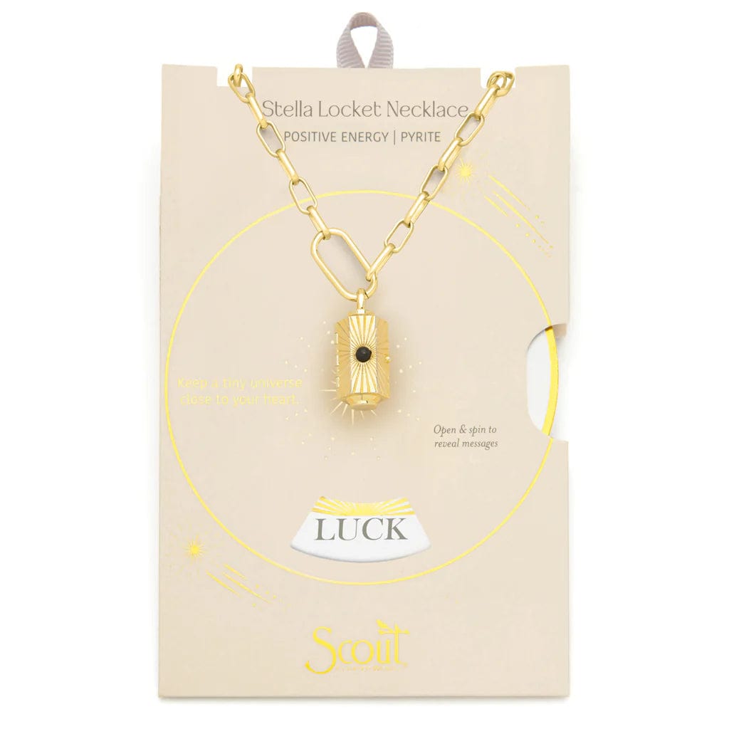 NKL-JM Stella Locket Necklace - Positive Energy/Pyrite/Gold