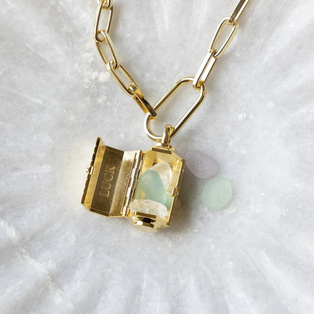 NKL-JM Stella Locket Necklace - Positive Energy/Pyrite/Gold