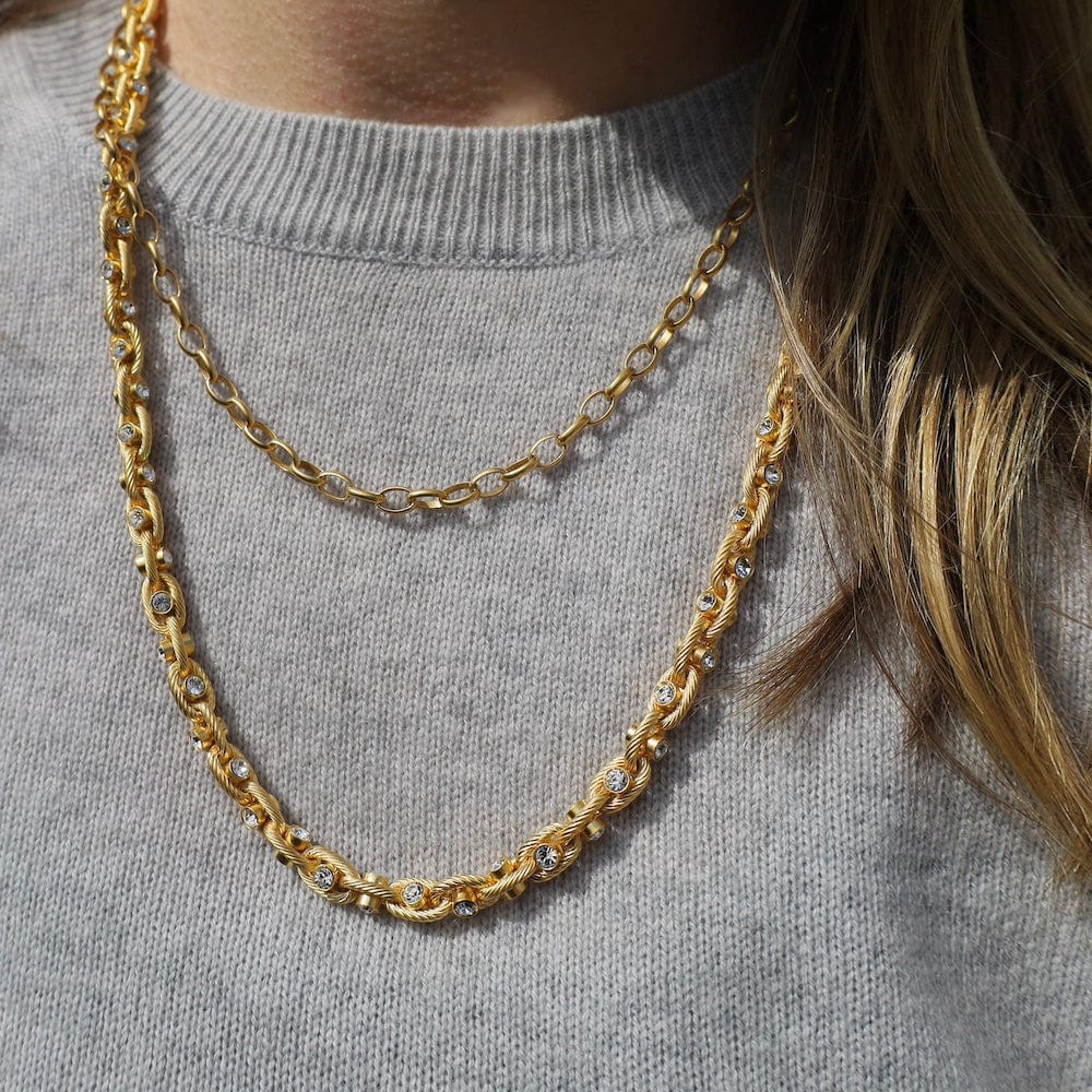 NKL-JM Stone Double Chain Necklace