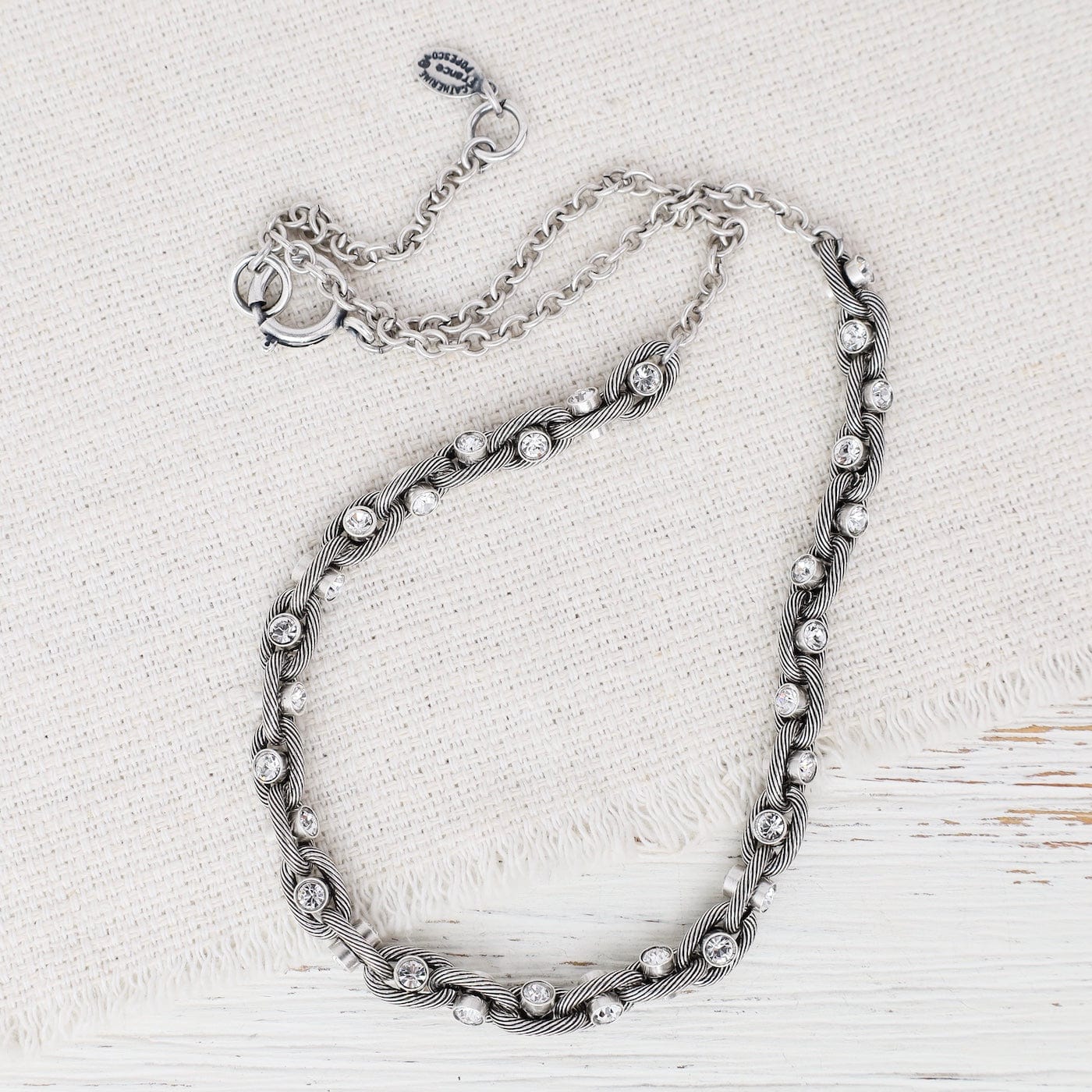 NKL-JM Swarovski Crystal Barbell Chain Necklace - "Old Si