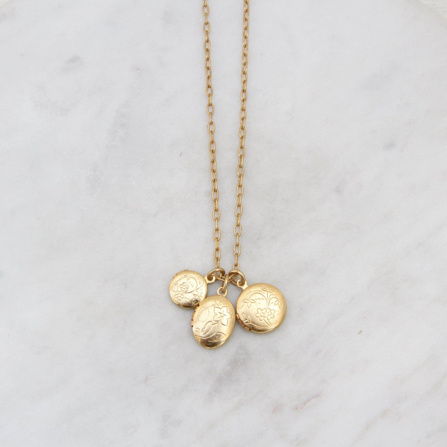 NKL-JM Triple Locket Necklace - Gold Plate