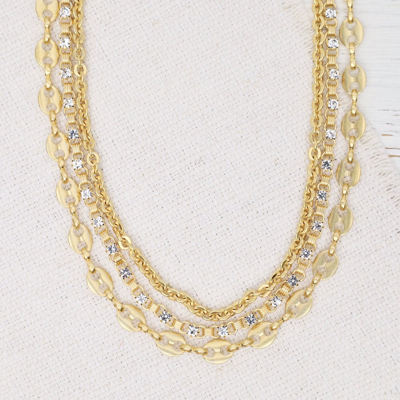 NKL-JM Triple Strand Chain Necklace