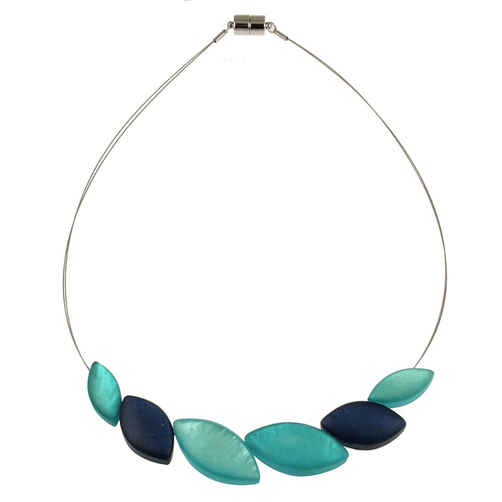 NKL-JM Turquoise Mix Coastal Leaf Necklace