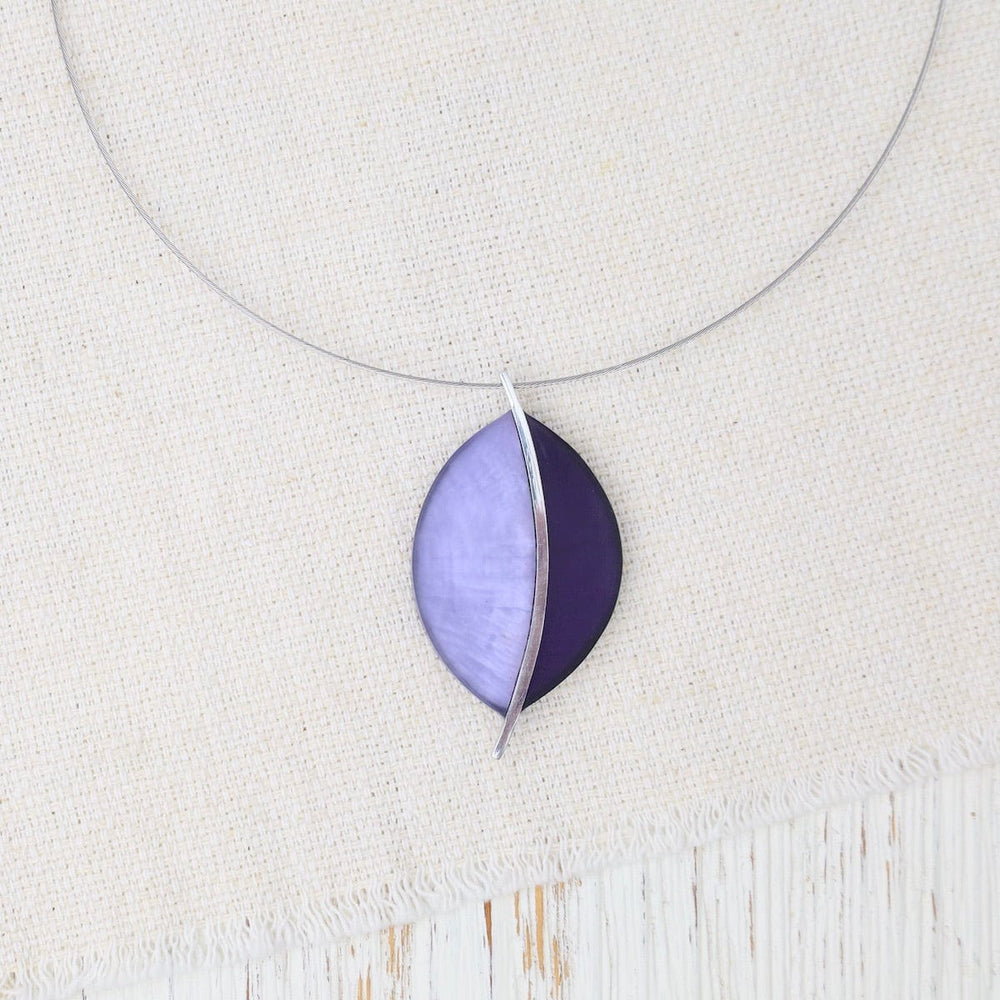 NKL-JM Two Tone Purple Leaf Pendant