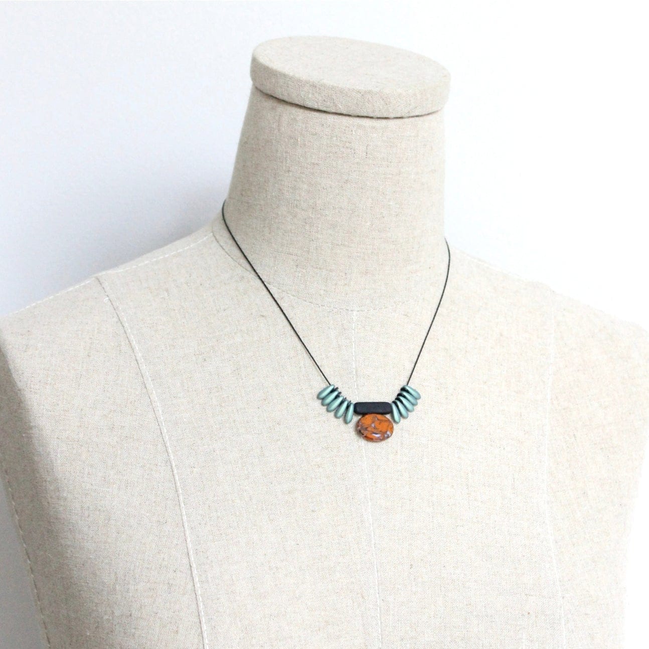 NKL-JM Vintage Orange and Teal Necklace