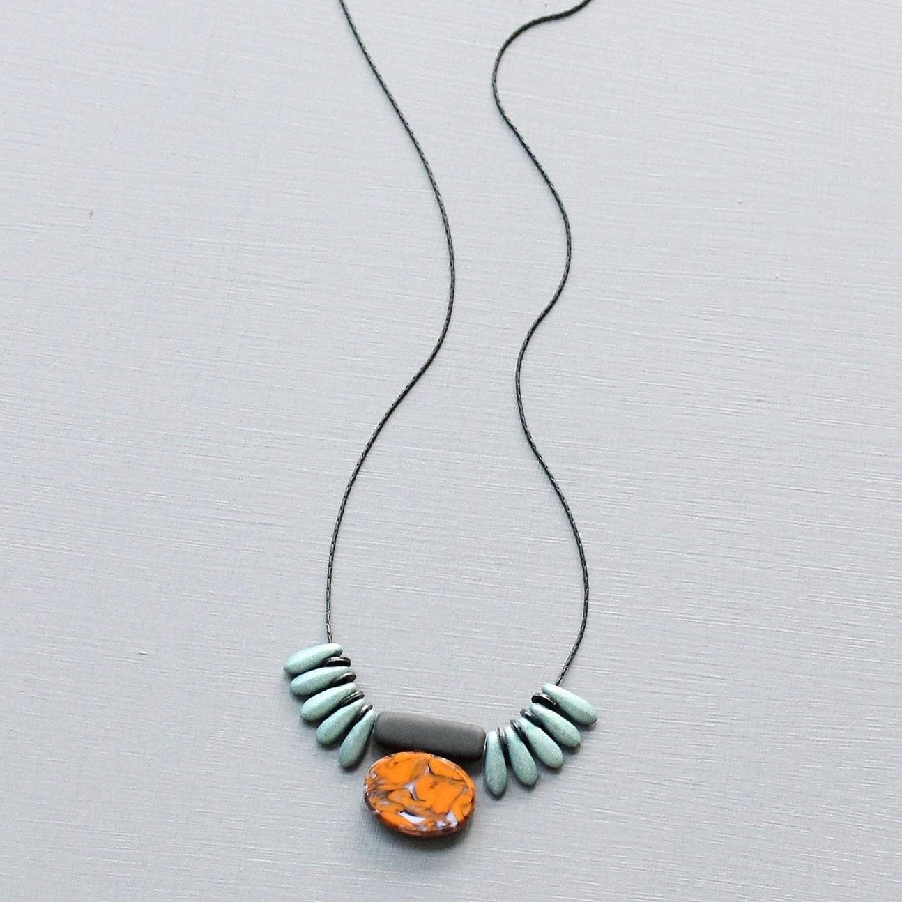 NKL-JM Vintage Orange and Teal Necklace