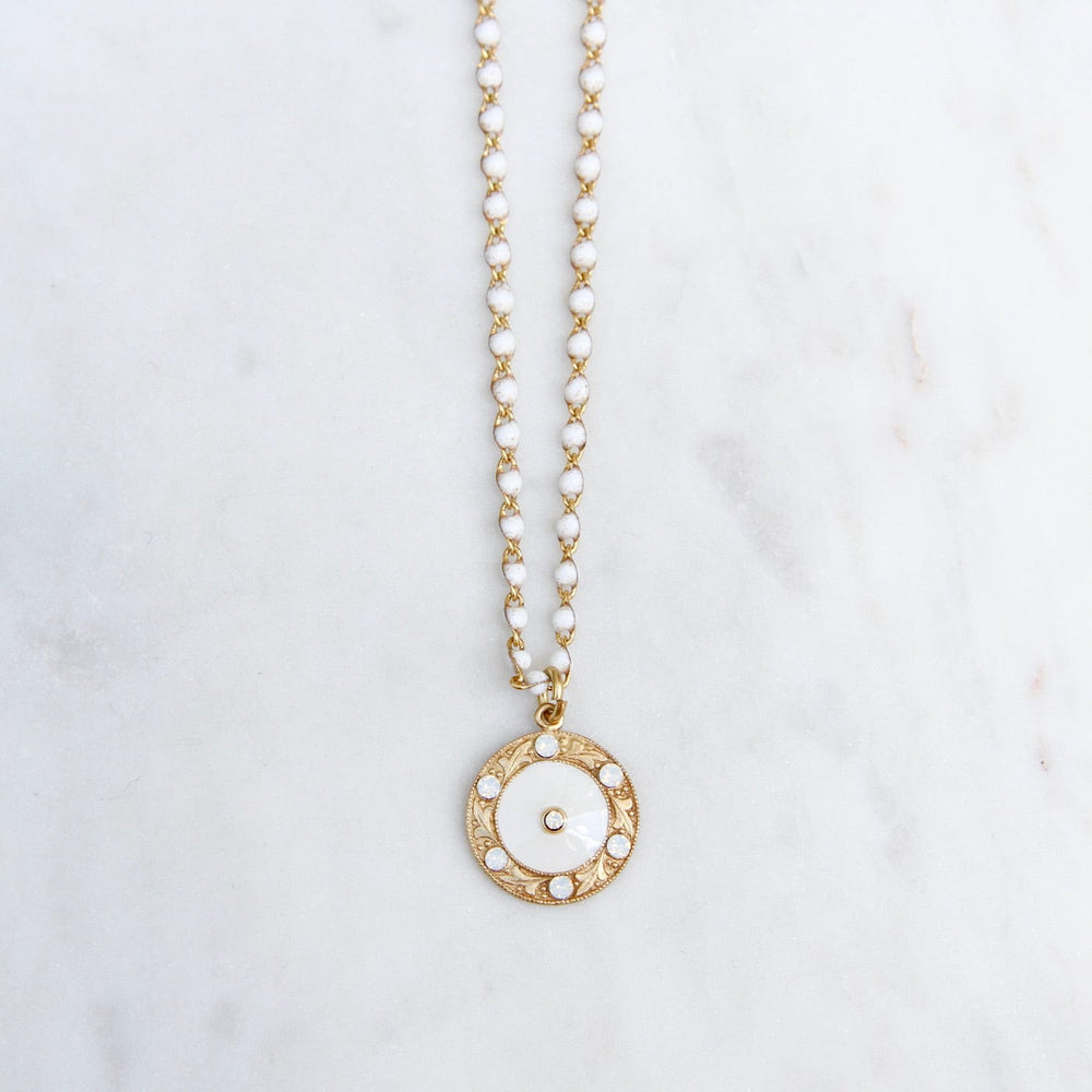 NKL-JM White Enamel Medallion Necklace