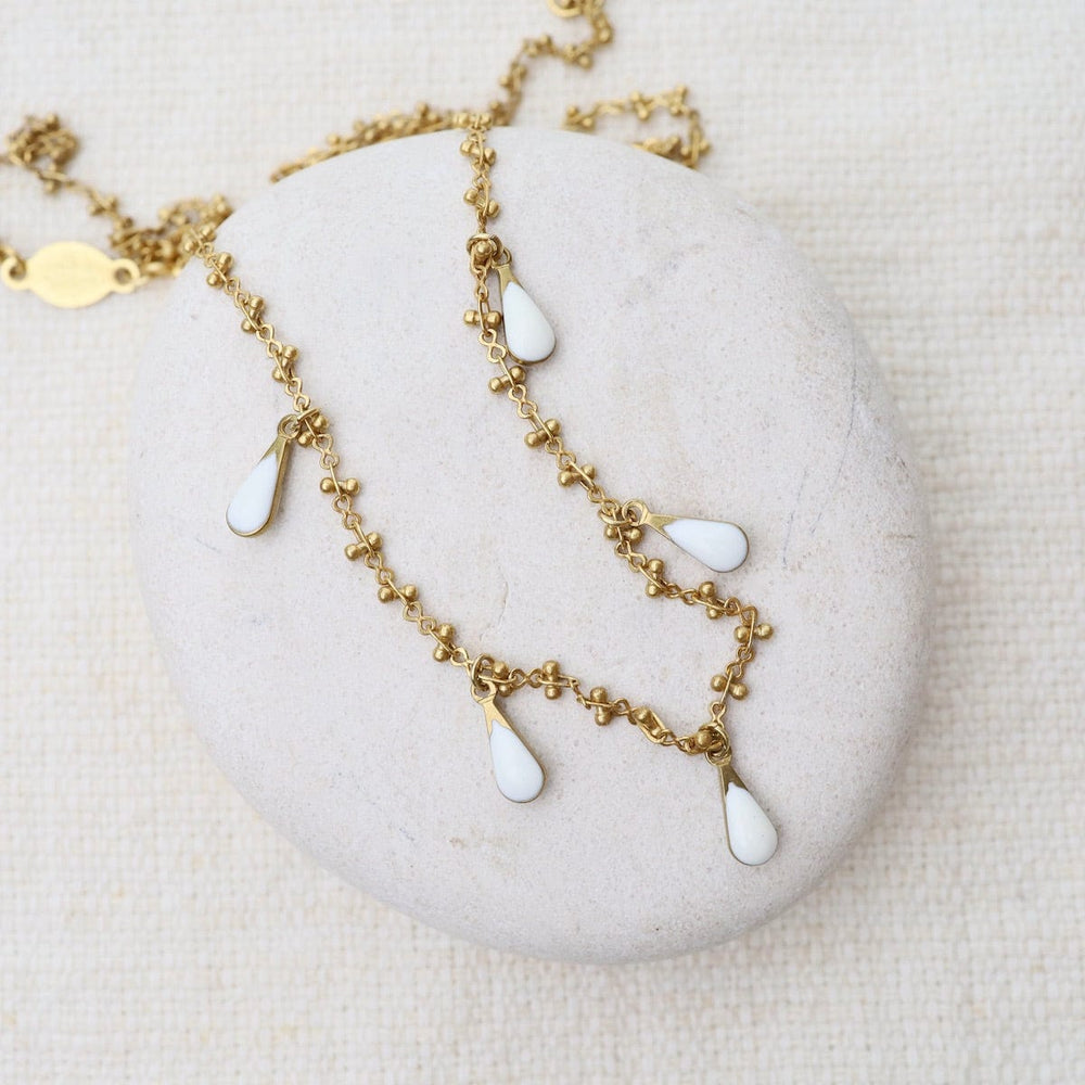 
                  
                    NKL-JM White Enamel Teardrop Necklace
                  
                