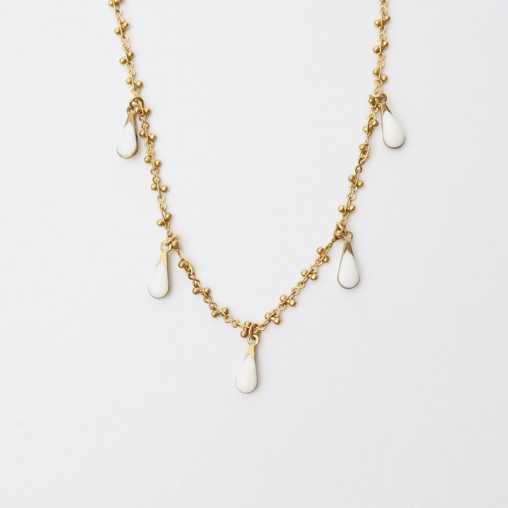 NKL-JM White Enamel Teardrop Necklace