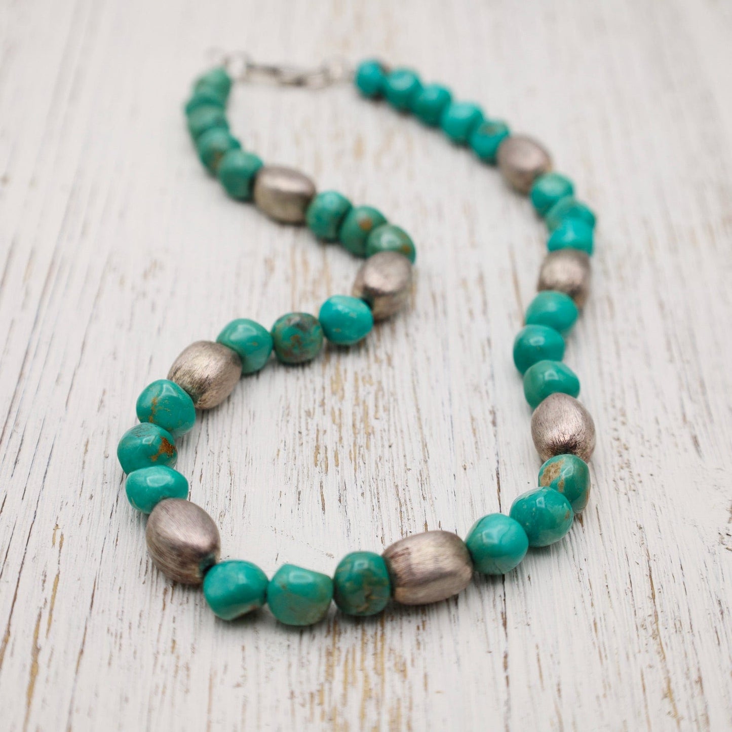 NKL Kingman Turquoise & Brushed Sterling Silver Necklace
