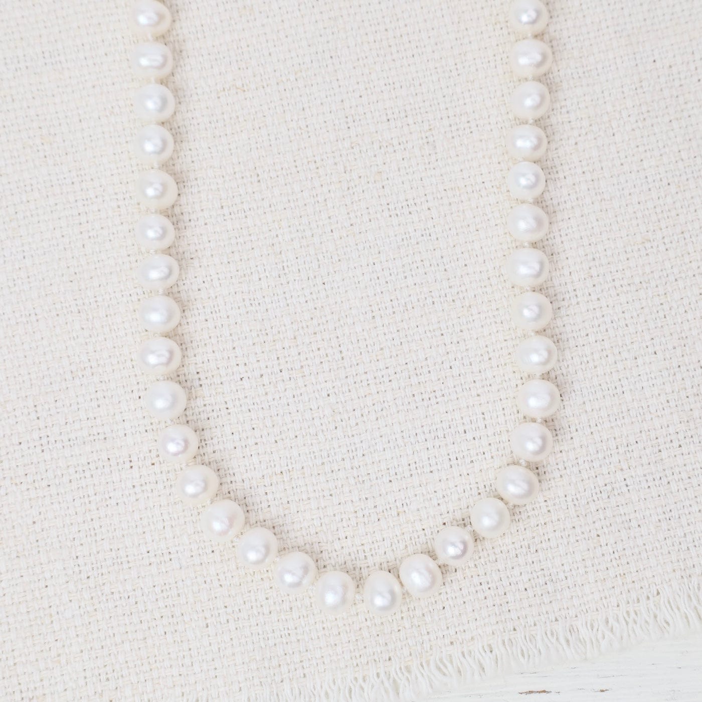 NKL Knotted White Pearl Necklace White Thread 17`