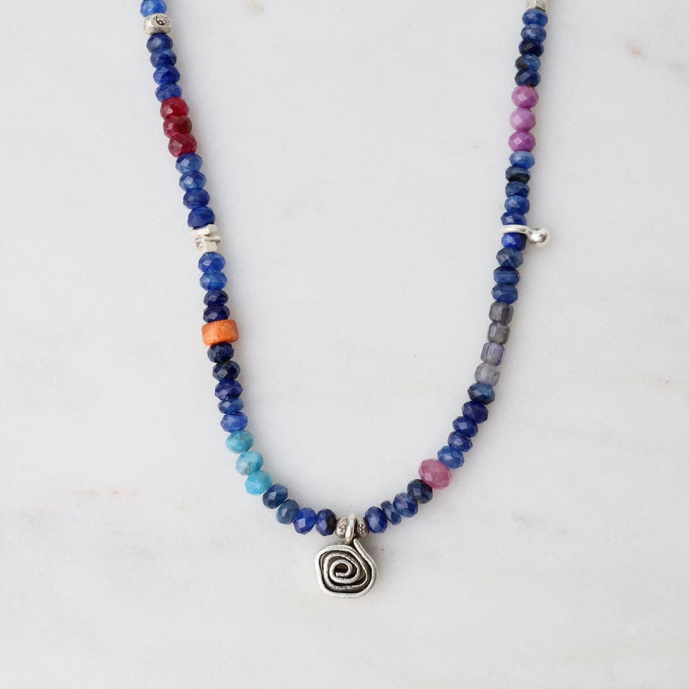 NKL Kyanite with Spiral Rose Pendant Necklace