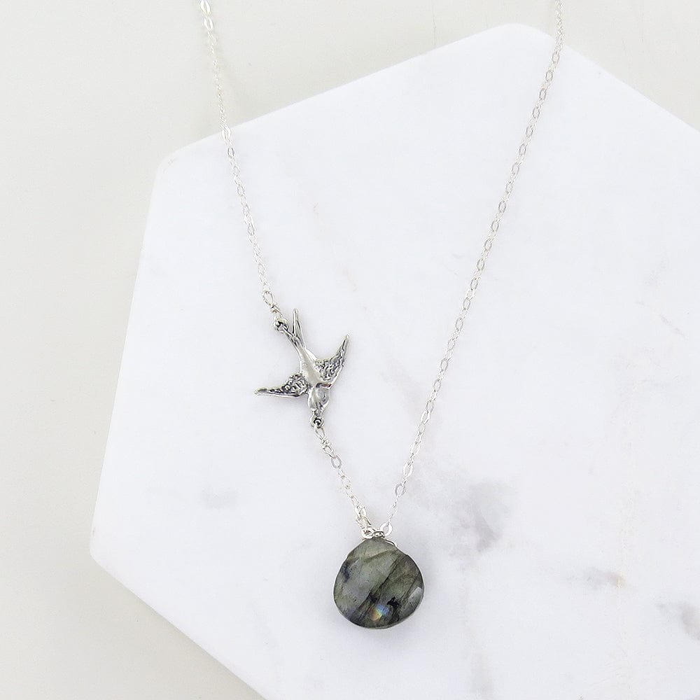 Load image into Gallery viewer, NKL LABRADORITE AND BIRD NECKLACE
