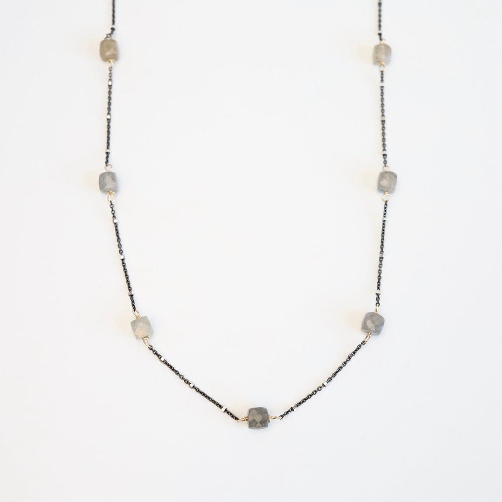 NKL Labradorite Cube Station Necklace