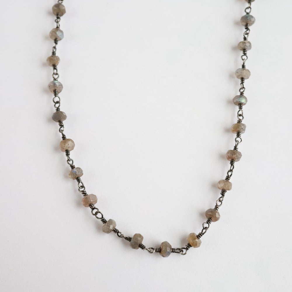 NKL Labradorite Oxidized Rosary Chain Necklace