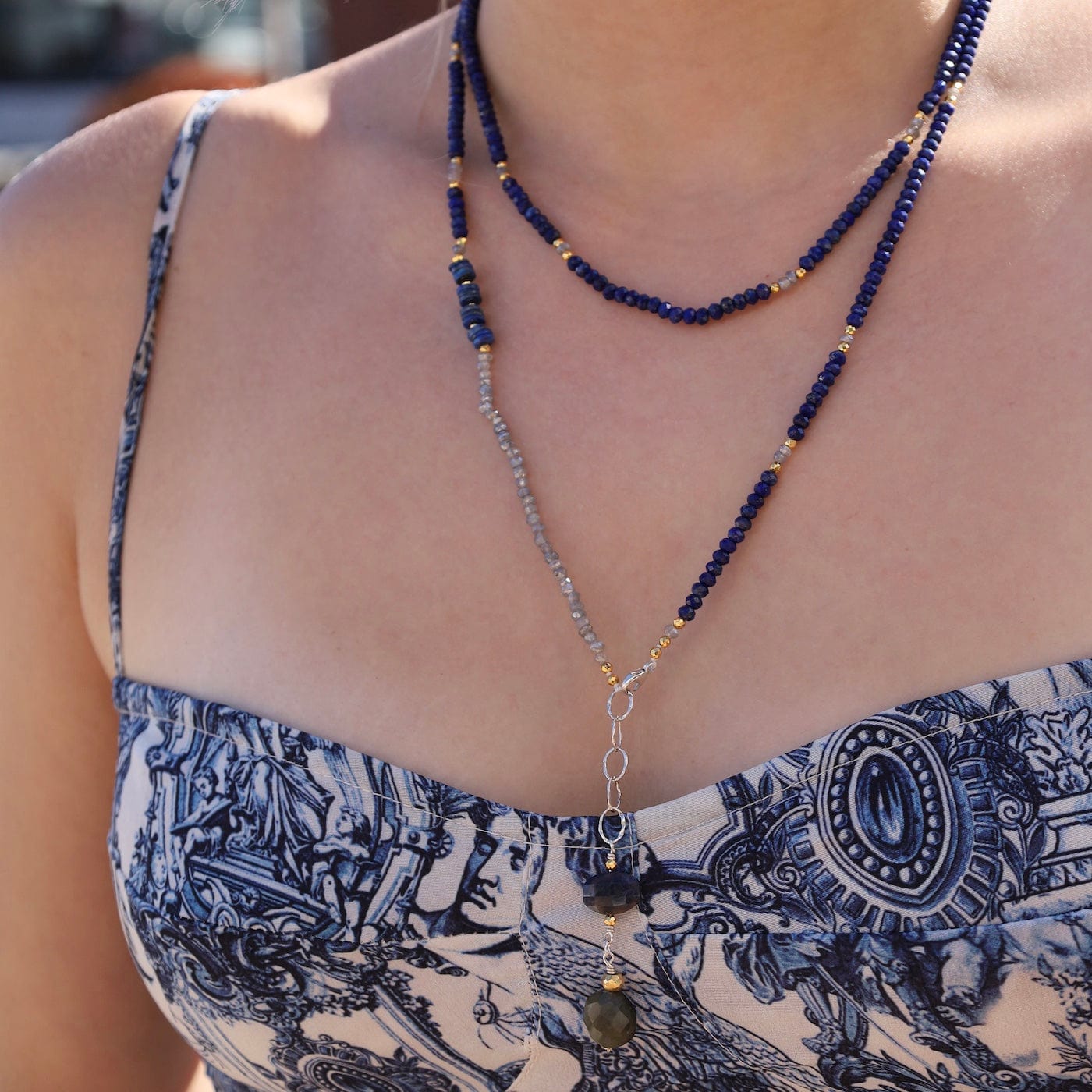 NKL Lapis and Labradorite Wrap Around Necklace