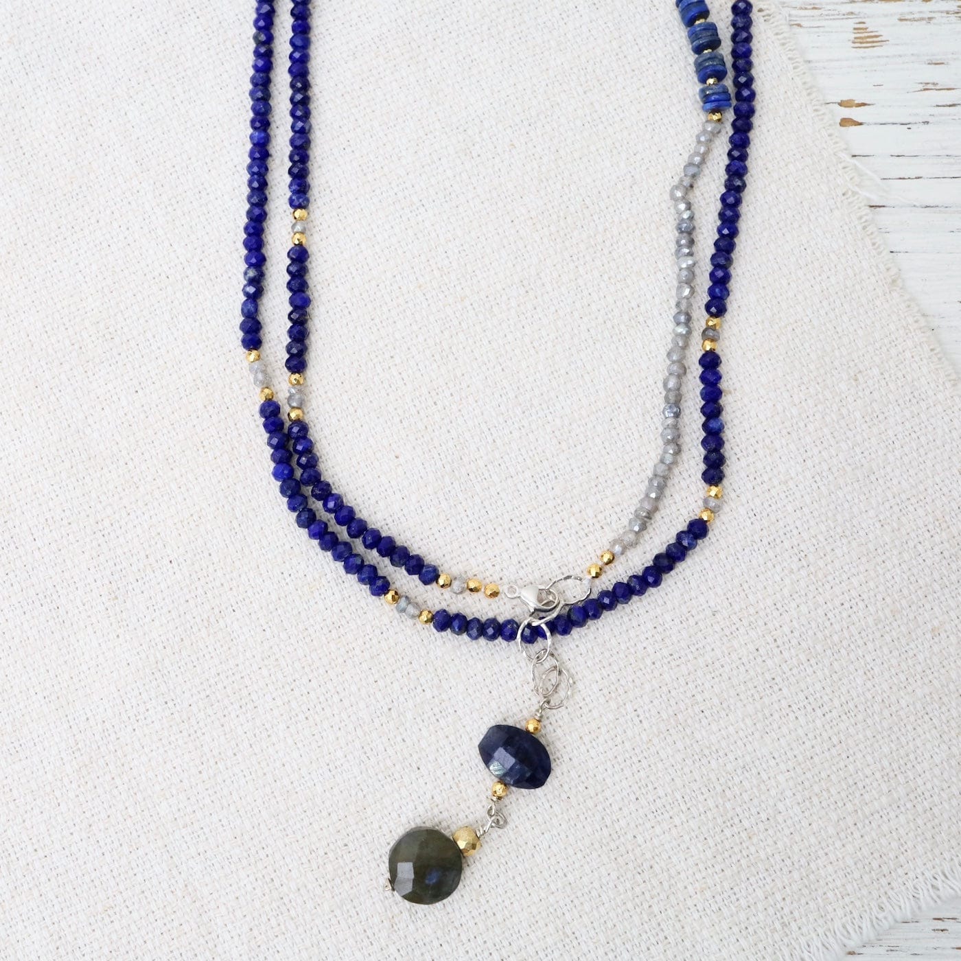 NKL Lapis and Labradorite Wrap Around Necklace