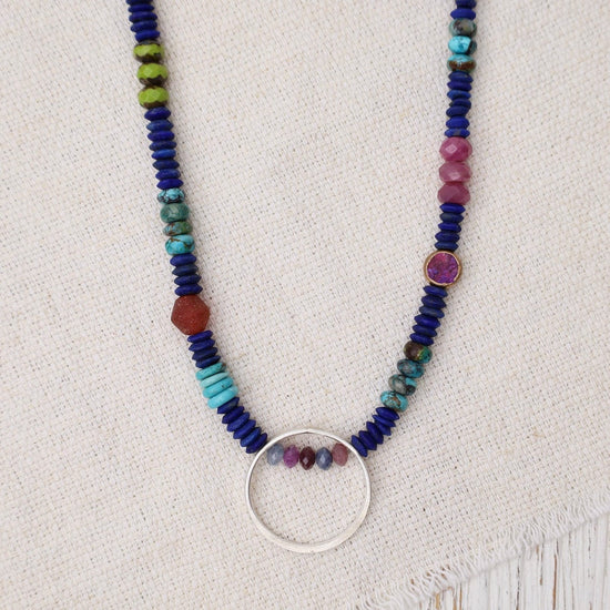 NKL Lapis Fall is Coming Necklace with Silver Circle