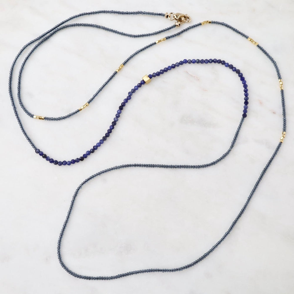 
                  
                    NKL Lapis Rondels & Grey Seed Bead Double Necklace
                  
                