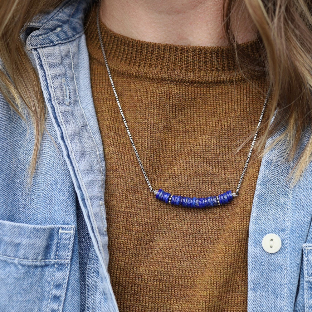 NKL Lapis Sequins with sterling trim on 21` Sterling S