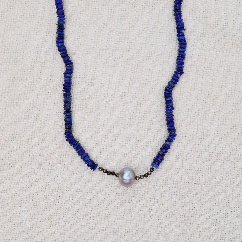 
                  
                    NKL Lapis with Grey Pearl Necklace
                  
                