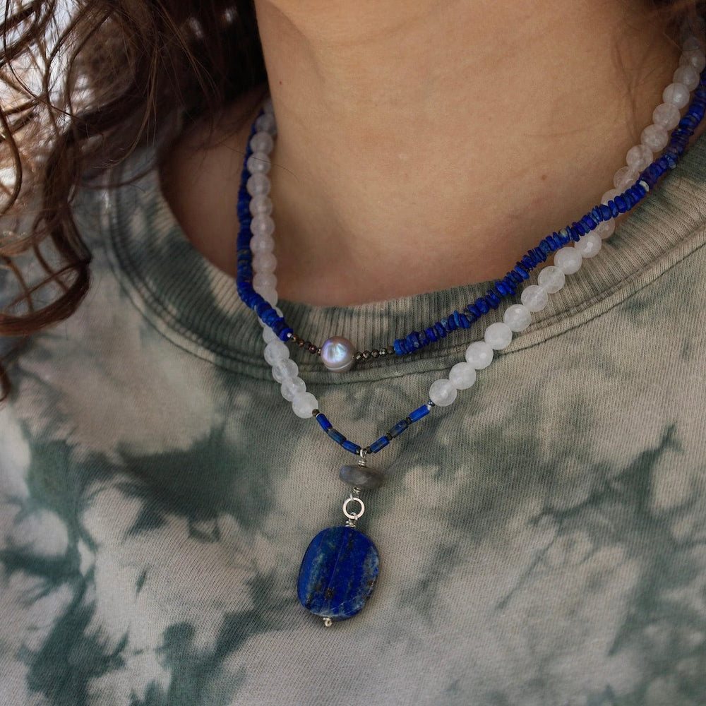 
                  
                    NKL Lapis with Grey Pearl Necklace
                  
                