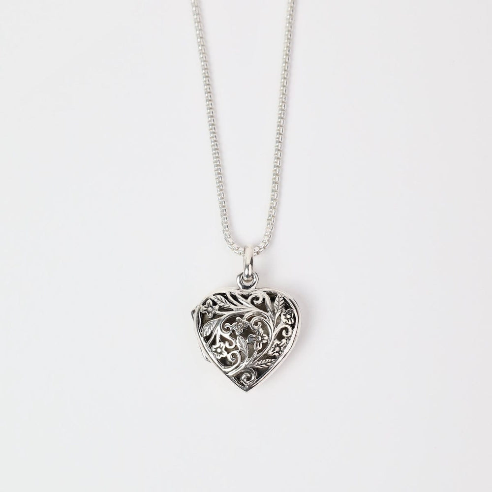 NKL Large Heart with Cut-out Flower Filagree Locket Necklace