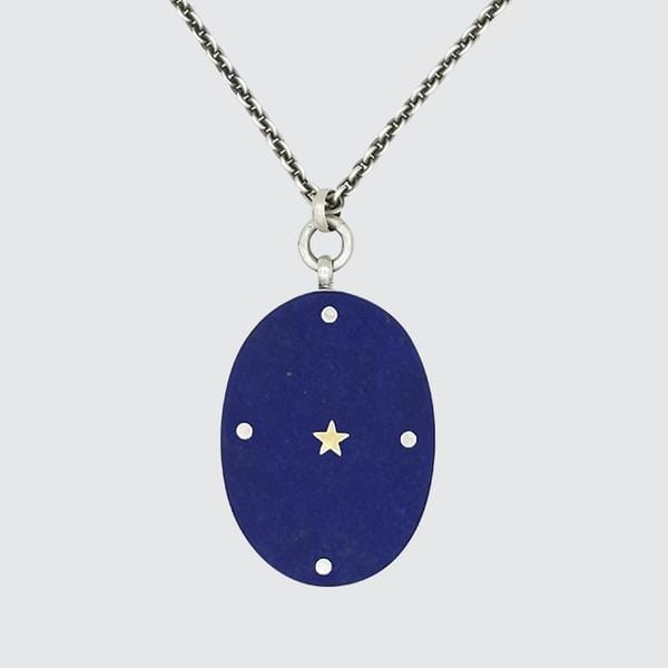 
                      
                        NKL Large Oval Lapis Pendant Necklace with Gold Star
                      
                    