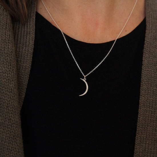 nkl large pave crescent moon necklace